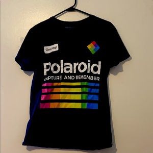 Black Polaroid graphic tee